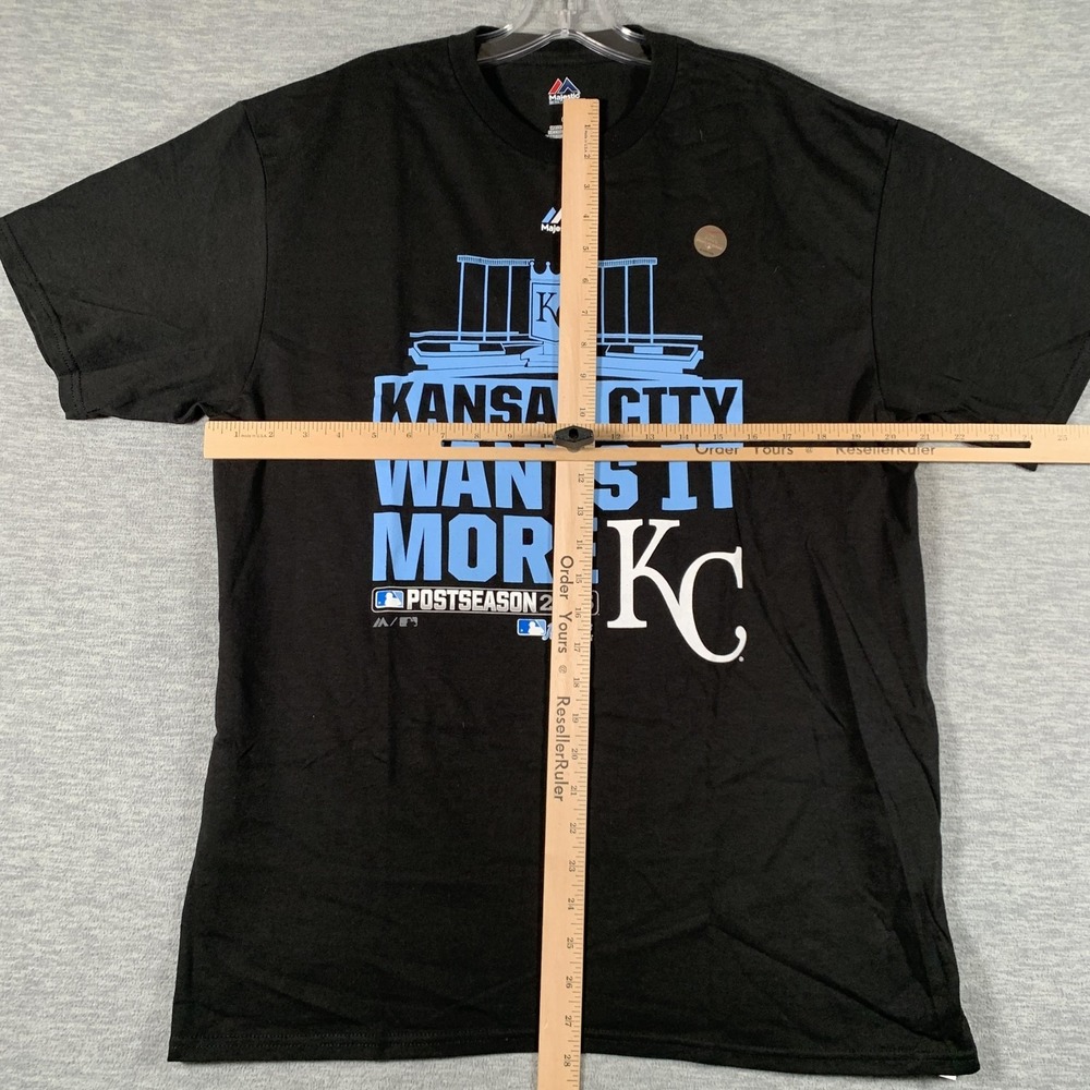 Kansas City Royals Shirt Mens Large Black MLB Baseball Majestic Postseason Tee - Picture 6 of 11